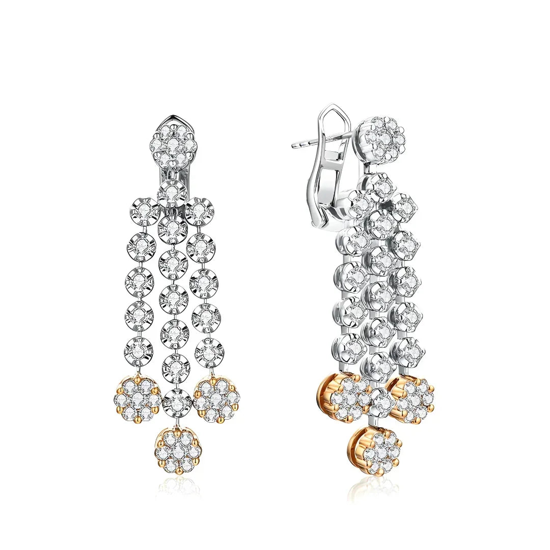 Brinco Cascata Cravejado com Moissanite