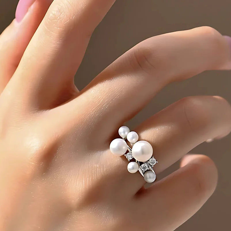 Anel Luna com Pérolas e Moissanite