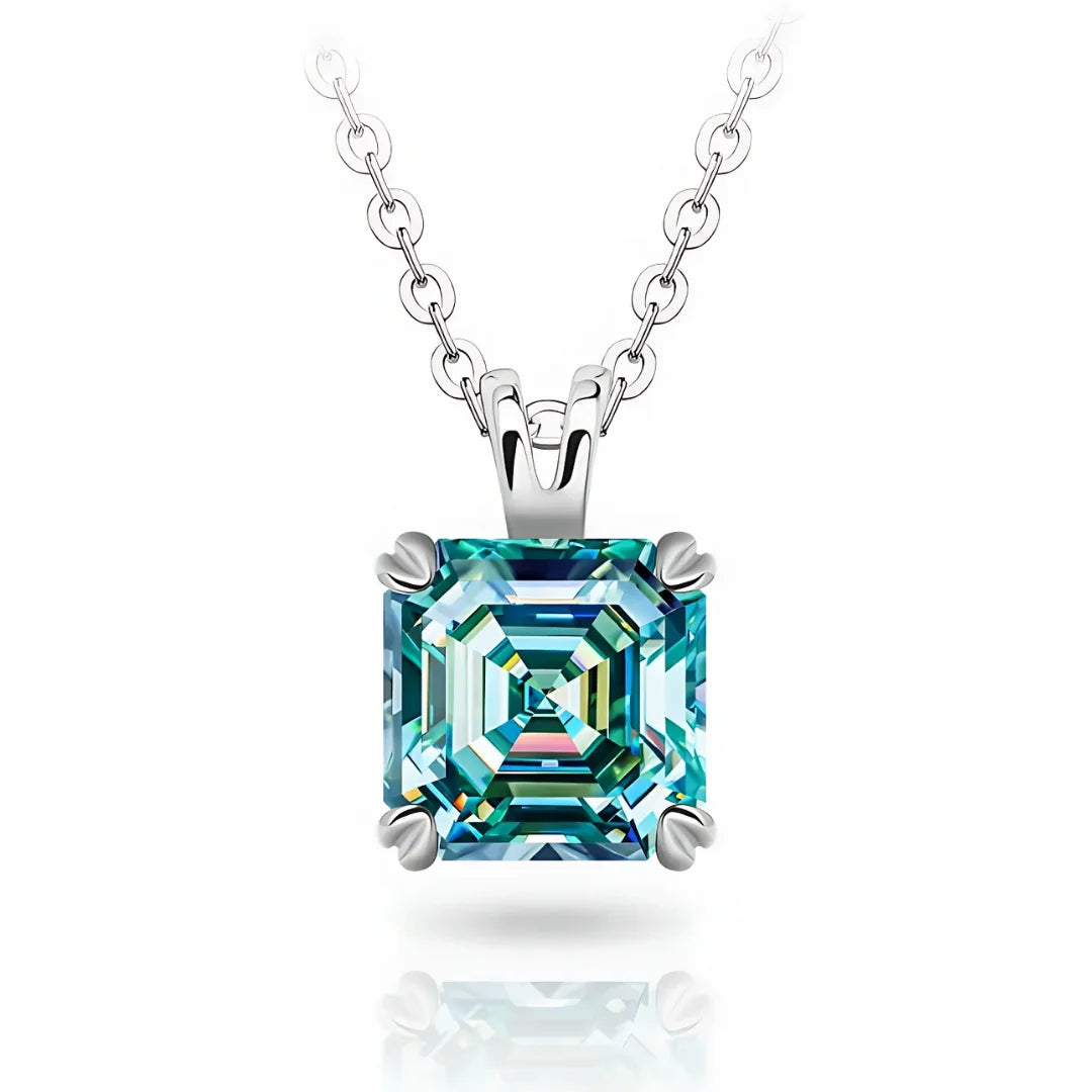 Colar Divah com Moissanite Ciano Corte Asscher