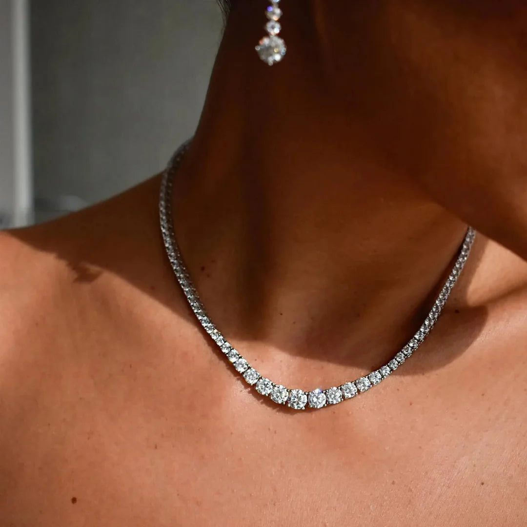 Colar Riviera Clássico Cravejado com Pedras Moissanite