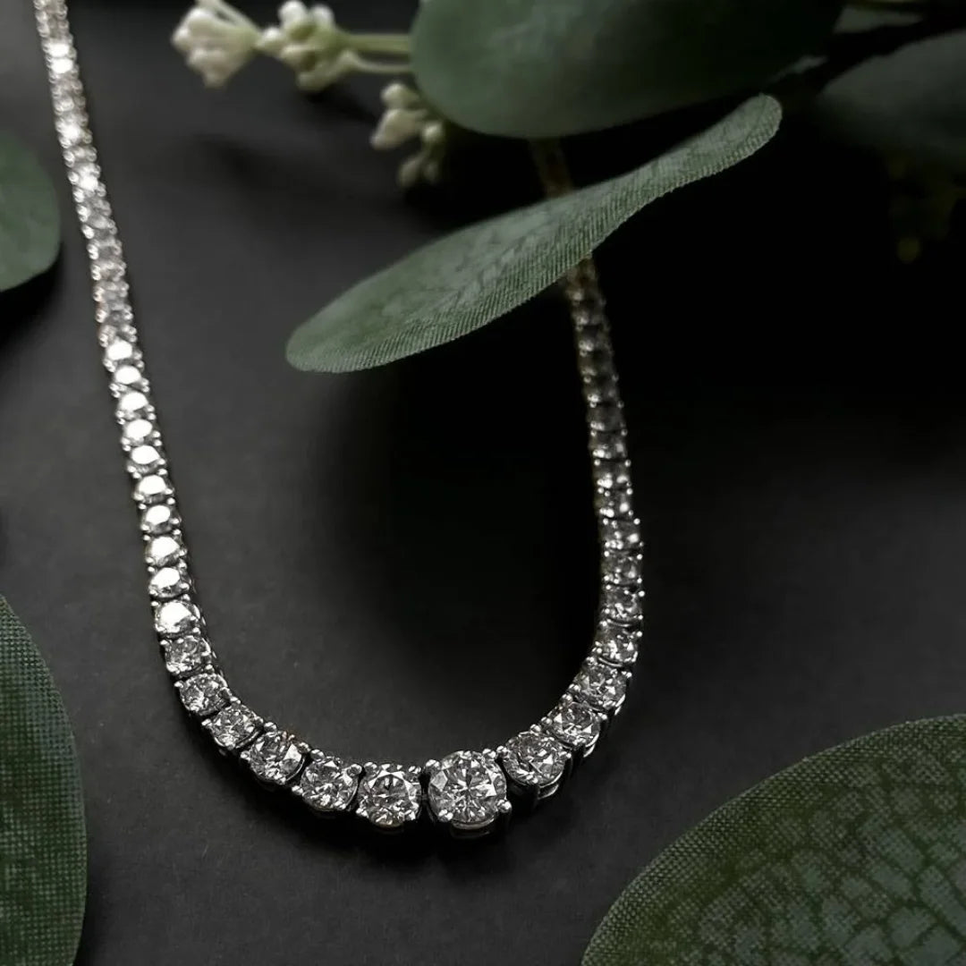 Colar Riviera Clássico Cravejado Moissanite Luxo