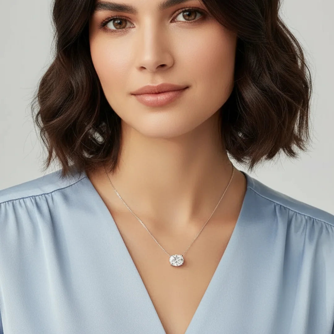 Colar Lumi com Moissanite Oval 3Ct