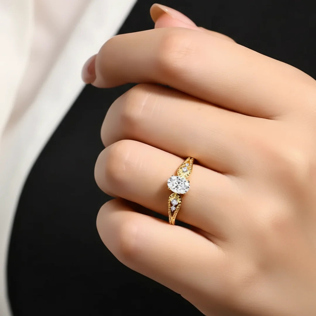 Anel Vellure com Moissanite Oval 0.8Ct