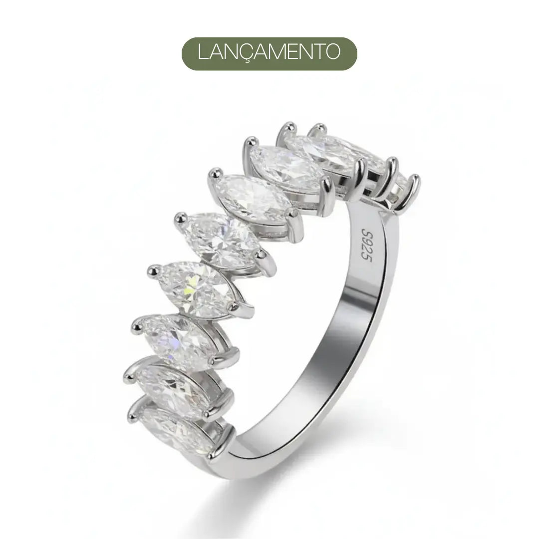 Anel Nivelle com Pedras Moissanite