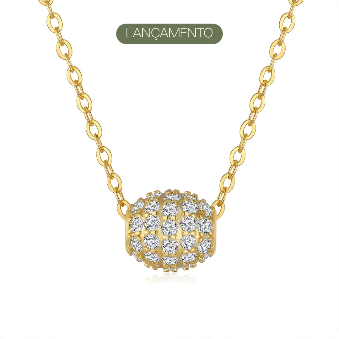 Colar Sphère Cravejado com Moissanite
