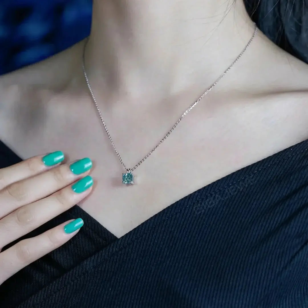 Colar Divah com Moissanite Ciano Corte Asscher