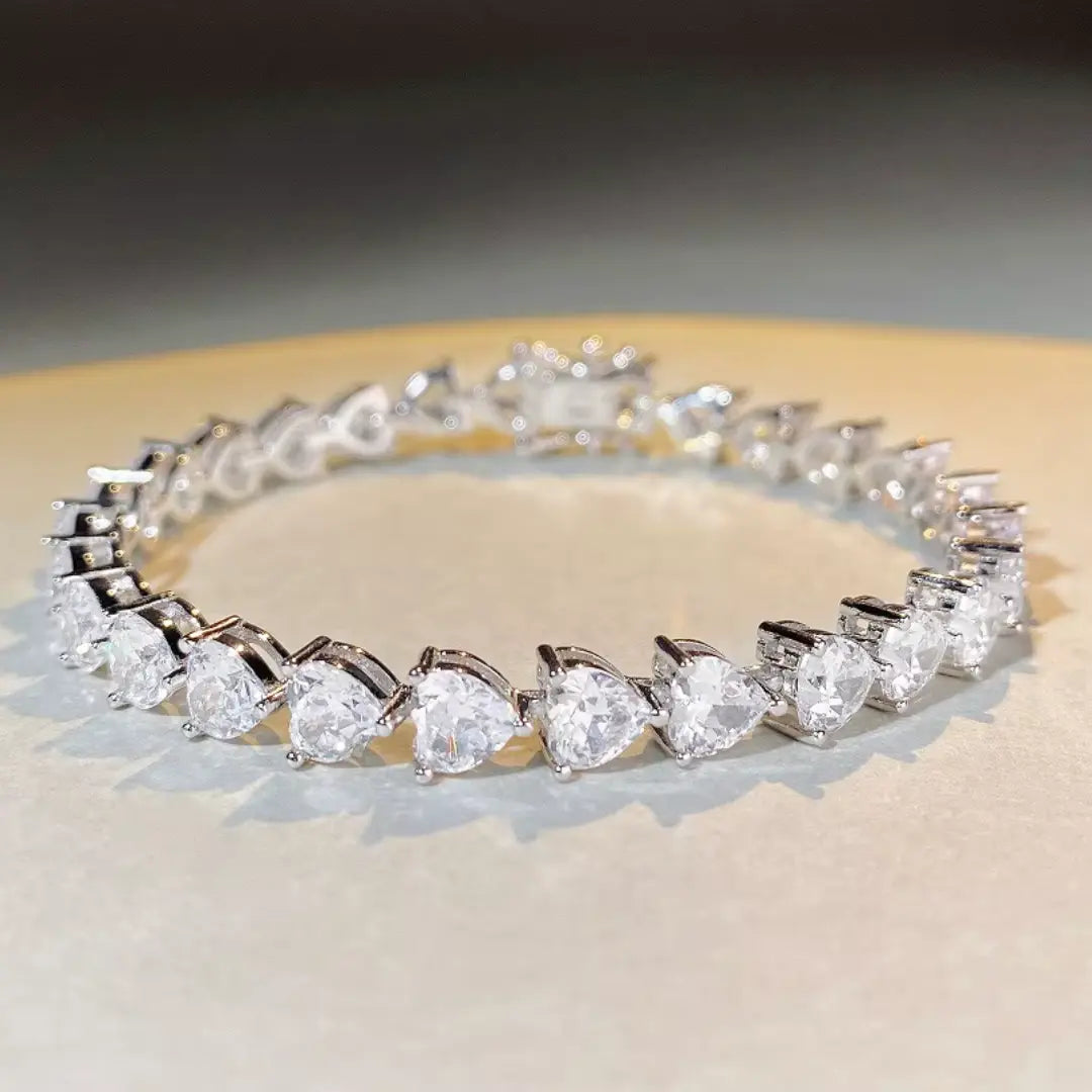 Pulseira Riviera com Moissanite Coração 1Ct