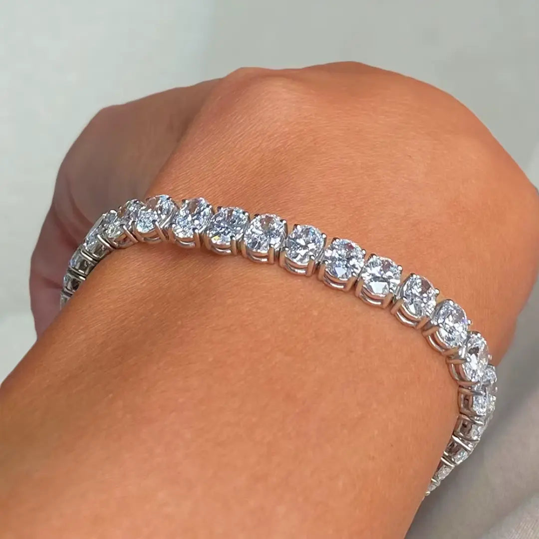 Pulseira Riviera com Pedra Moissanite Oval 0.5Ct