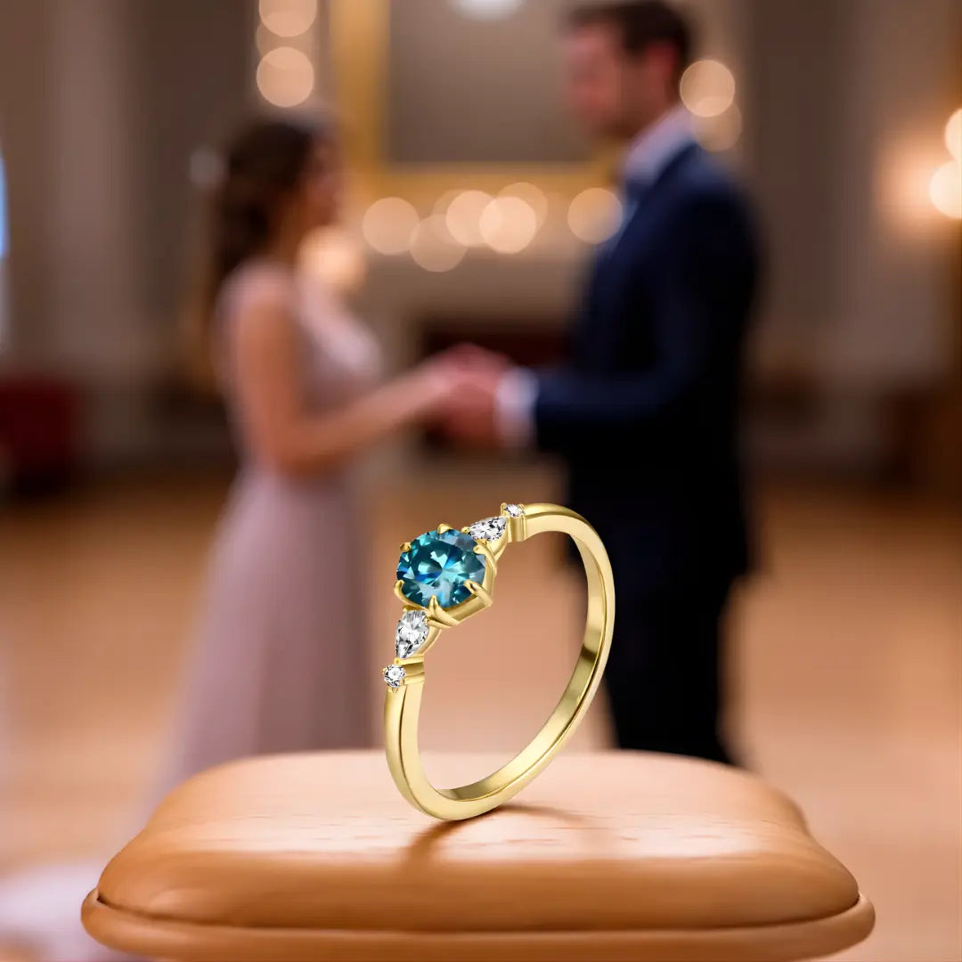 Anel de Noivado Cinderela com Moissanite 0.5Ct