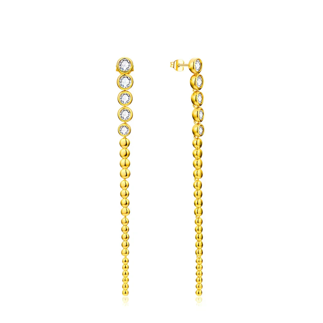 Brinco Palito Banhado a Ouro 18K e Moissanite