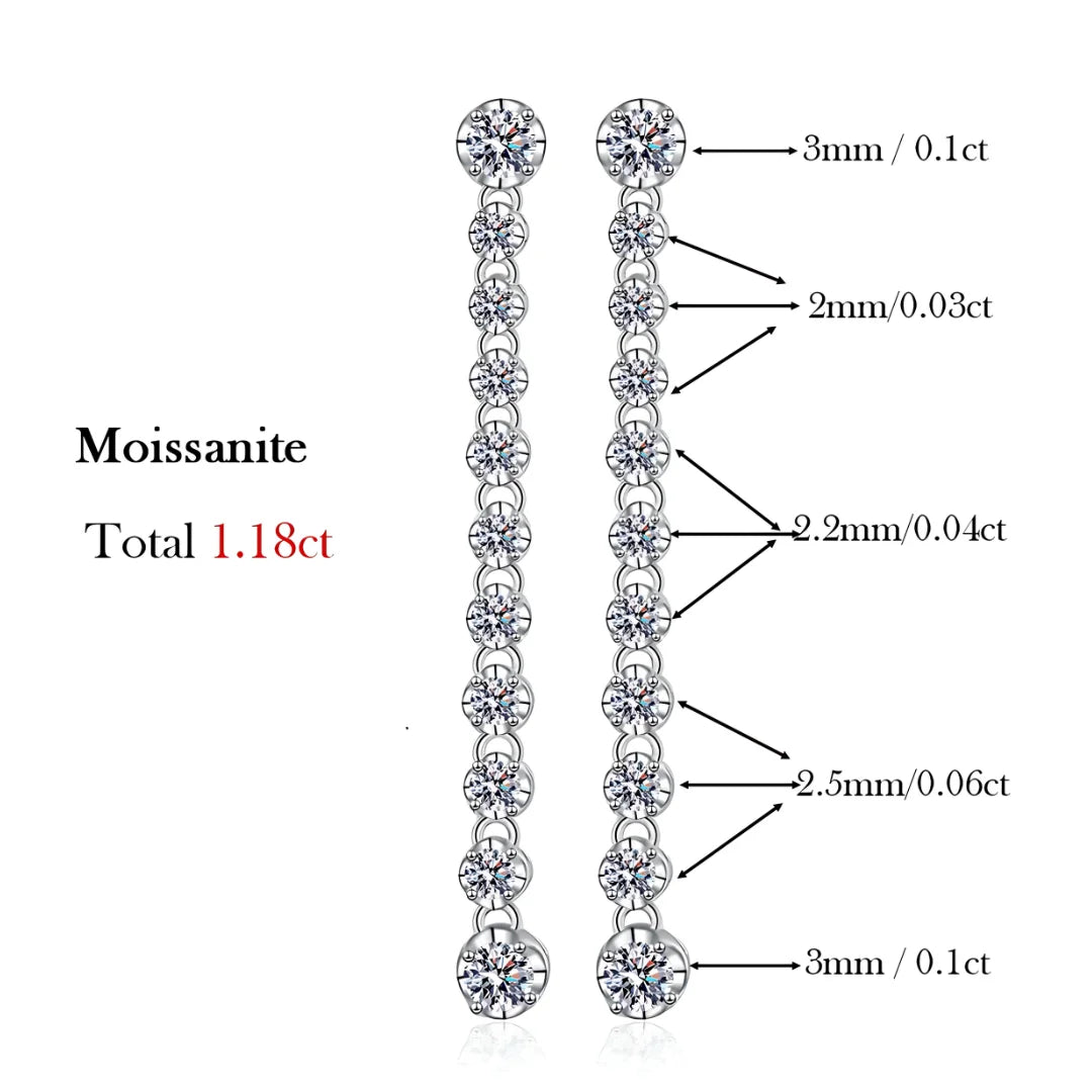 Brinco Lunelle com Onze Pedras Moissanite