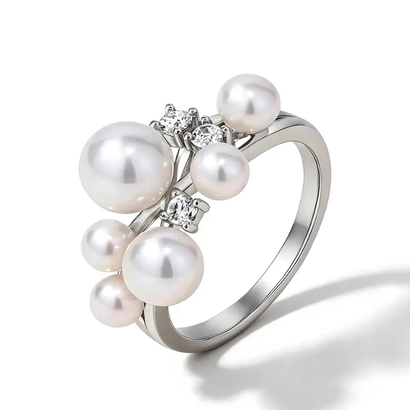 Anel Luna com Pérolas e Moissanite