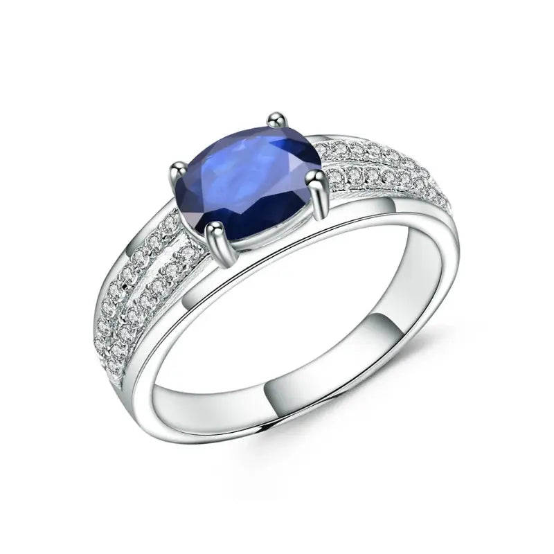 Anel Nysa com Safira Azul Natural