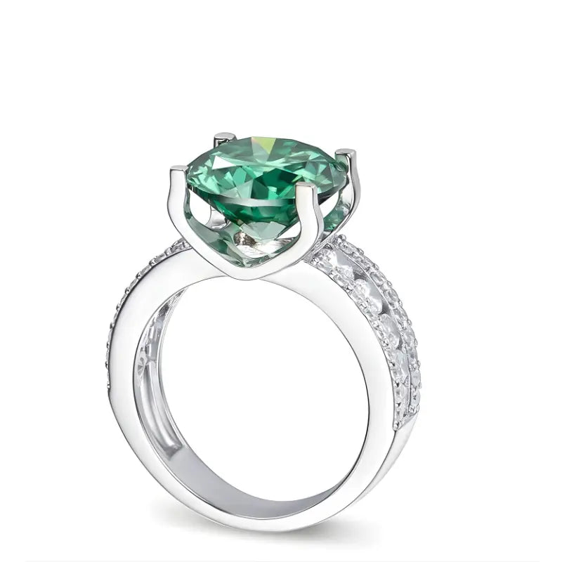 Anel Celestine Prata 925 com Moissanite Verde