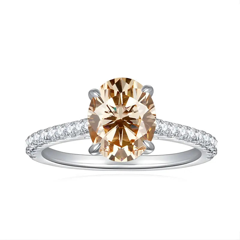 Anel Solitário Kalem Moissanite Oval Champagne