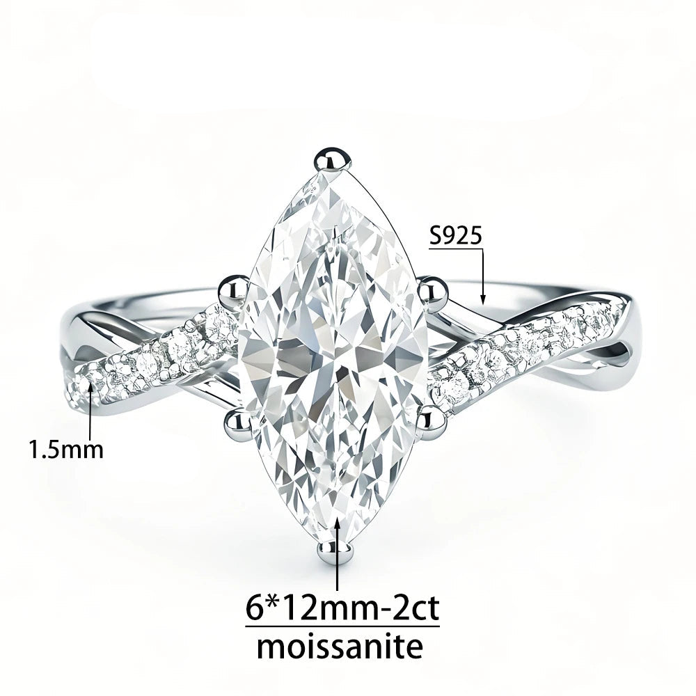 Anel Lorienne Moissanite Marquise Deluxe 2CT