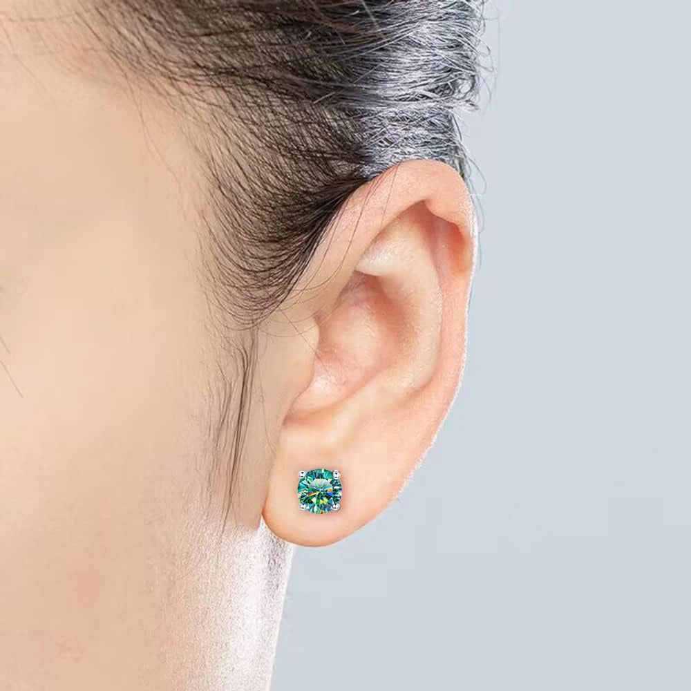 Brinco Celestine Prata 925 Moissanite Ciano