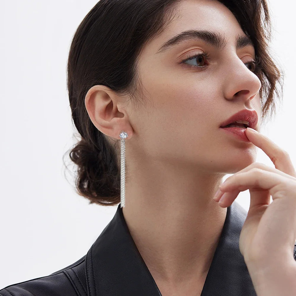 Brinco Fio de Prata com Moissanite 1Ct