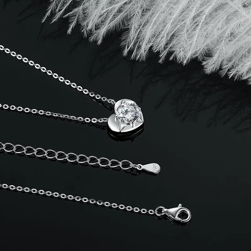 Colar Coração Prata 925 Moissanite Deluxe 1CT