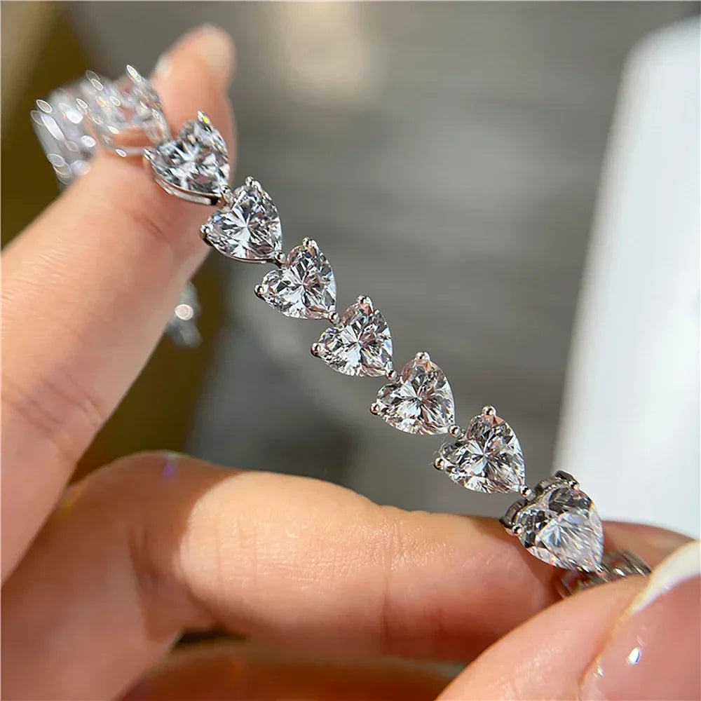Pulseira Riviera com Moissanite Coração 1Ct