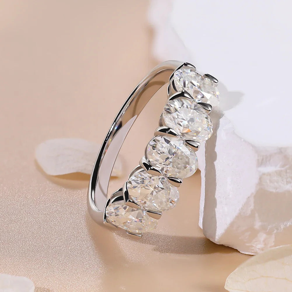 Anel Eternidade Prata 925 Moissanite Deluxe 0.5CT