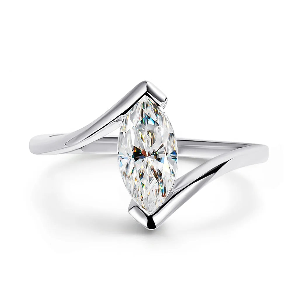 Anel Solitário Moissanite Deluxe Marquise Cut 1CT