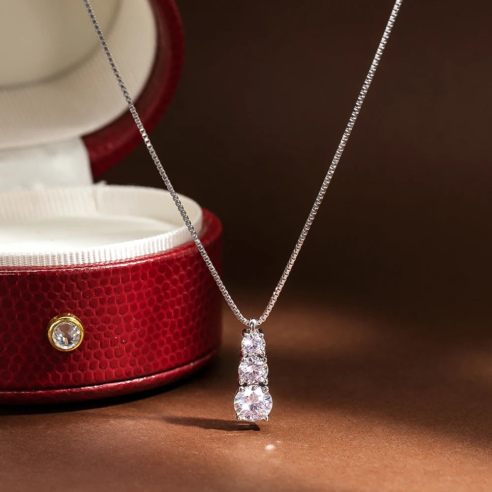 Colar em Prata 925 Três Pedras Moissanite