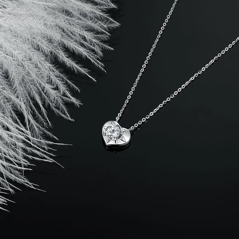 Colar Coração Prata 925 Moissanite Deluxe 1CT