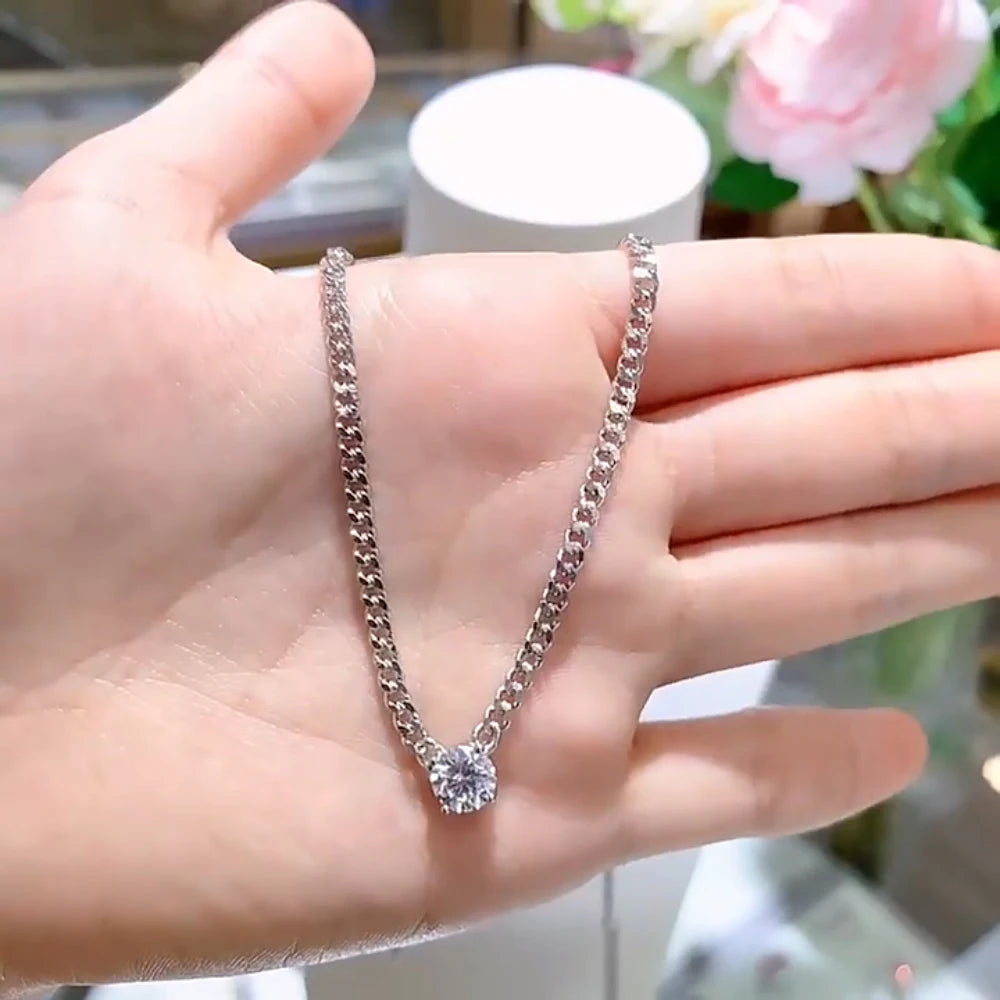 Colar Ellos Prata 925 com Moissanite