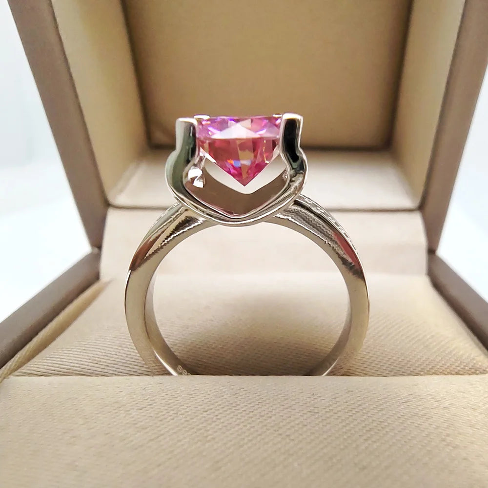 Anel Roséa Prata 925 com Moissanite 3Ct