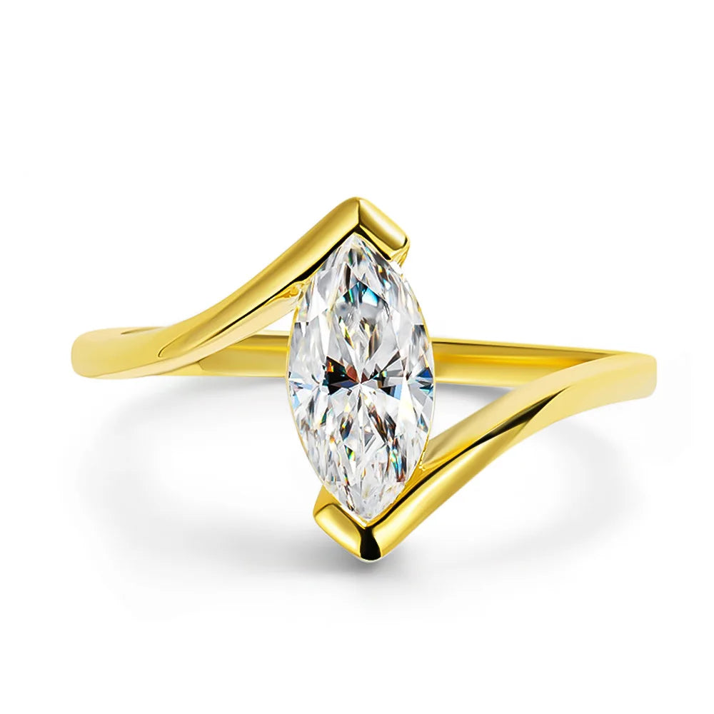Anel Solitário Moissanite Deluxe Marquise Cut 1CT