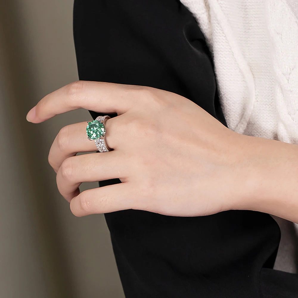 Anel Celestine Prata 925 com Moissanite Verde