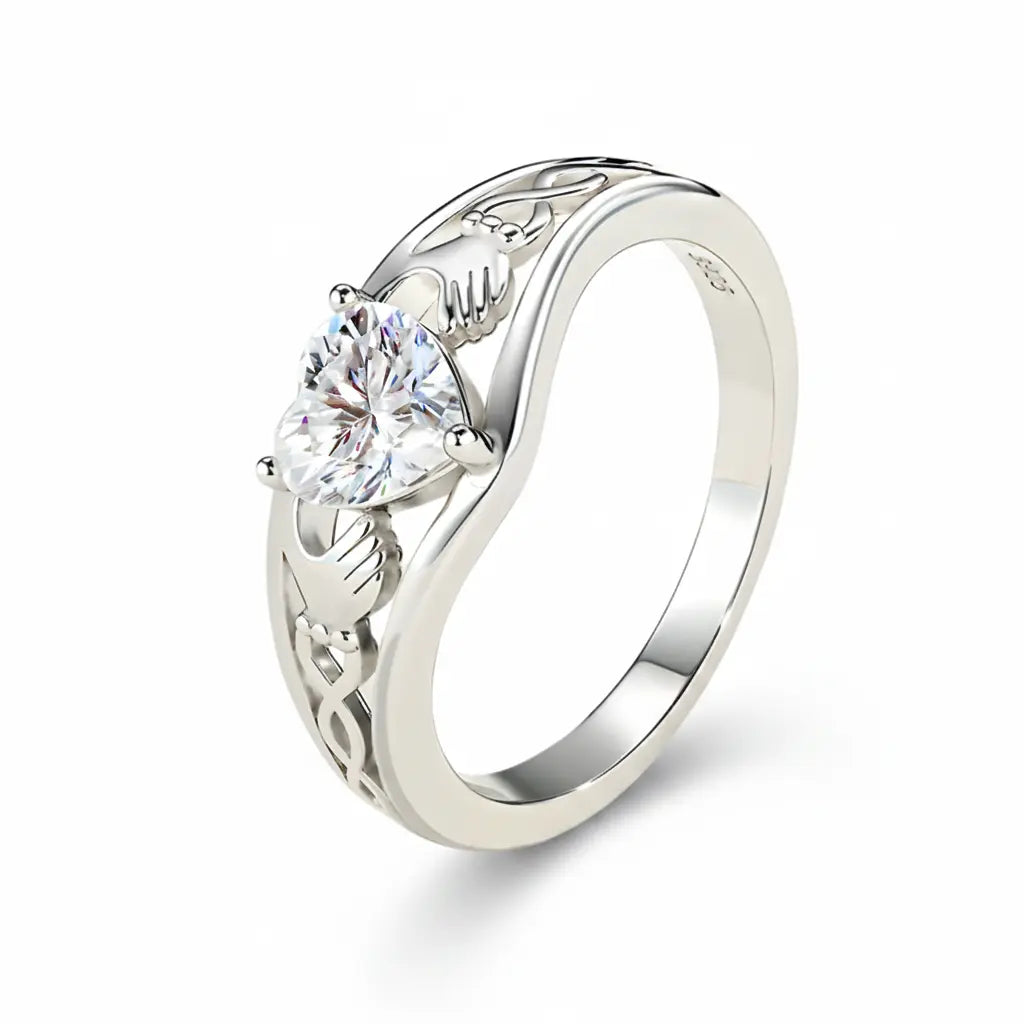 Anel Aurel Prata 925 Moissanite Deluxe Coração