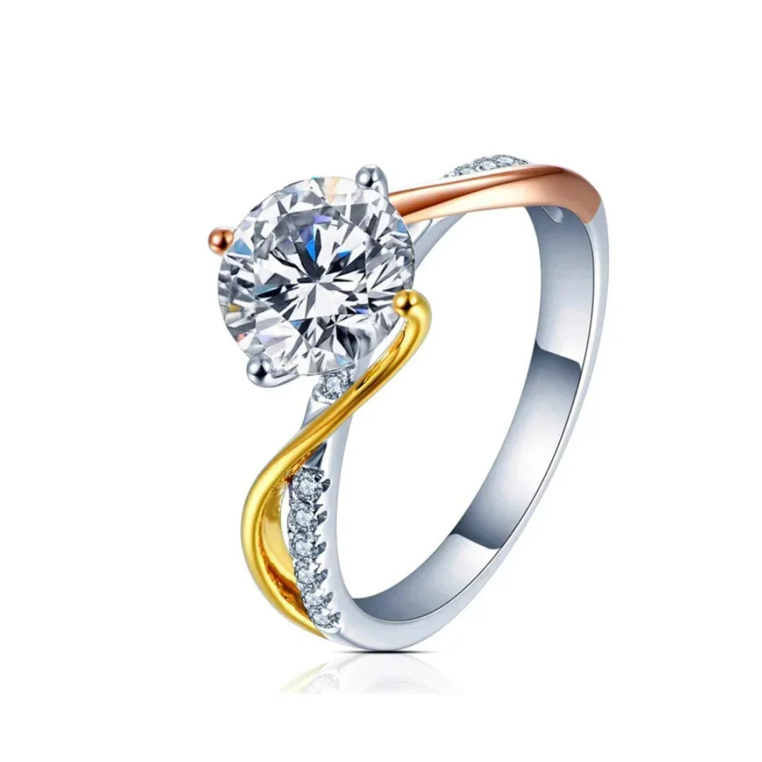 Anel Solitário com Moissanite 1,5Ct Banhado a Ouro 18K