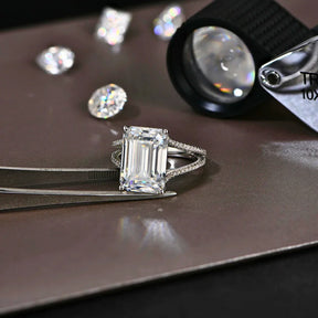 Anel Aro-V com Moissanite 10Ct