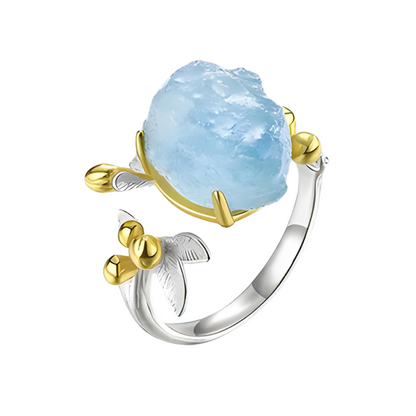 Anel com Pedra Natural Aquamarine Prata 925