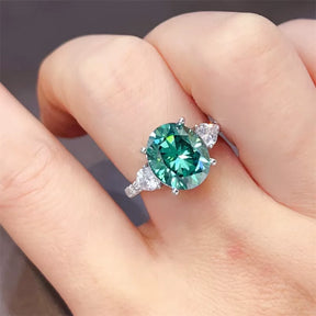 Anel Mirtys com Moissanite Verde Oval 5Ct
