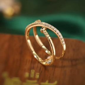 Anel Nail Style em Ouro 18K com Diamantes Naturais