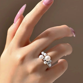Anel Luna com Pérolas e Moissanite