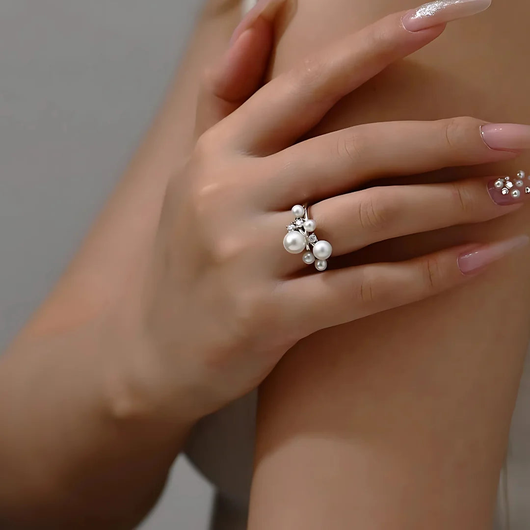 Anel Luna com Pérolas e Moissanite