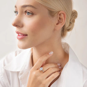Anel Solitário em Prata 925 com Moissanite Oval