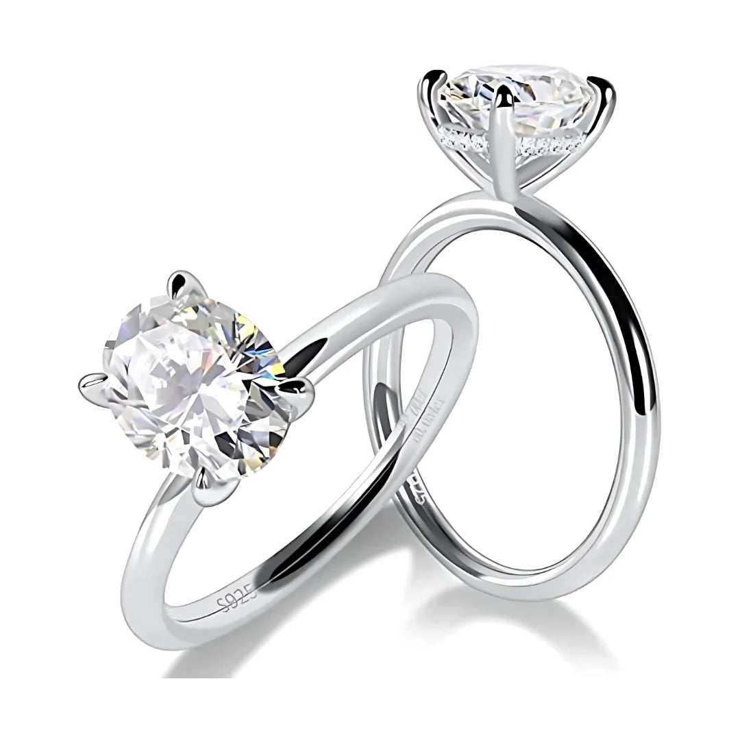 Anel Solitário em Prata 925 com Moissanite Oval
