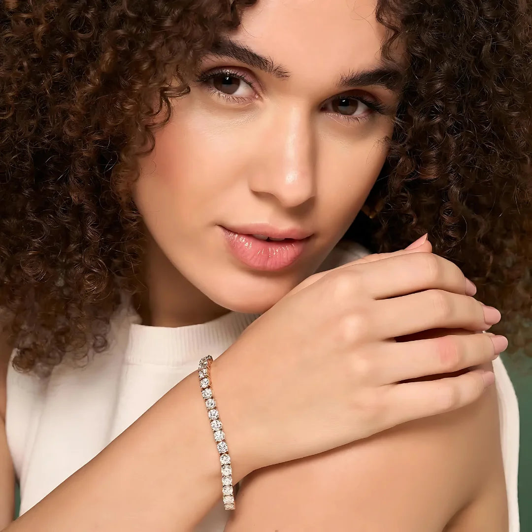 Pulseira Riviera Clássica com Pedras Moissanite 1Ct