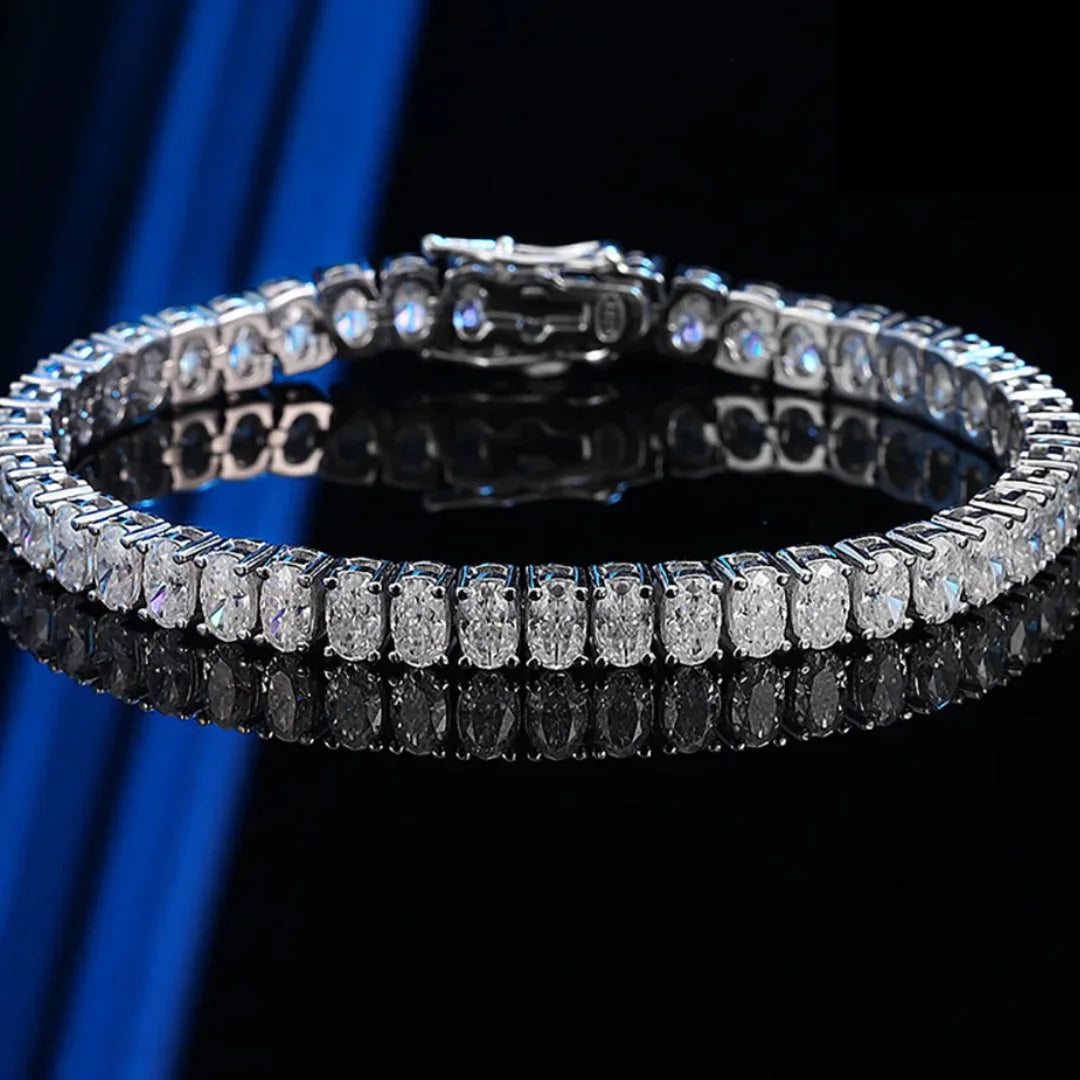 Pulseira Riviera com Pedra Moissanite Oval 0.5Ct