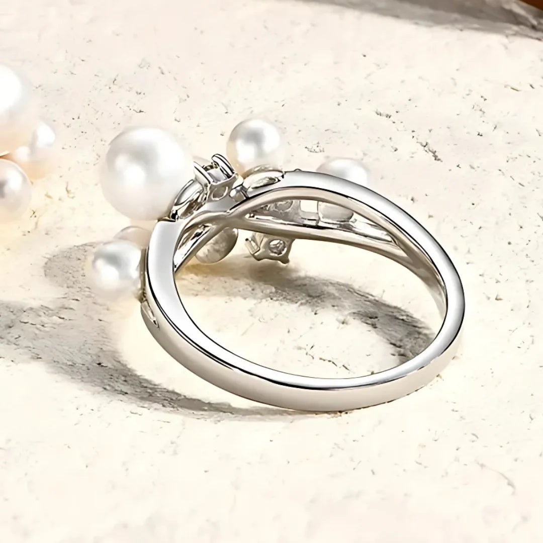Anel Luna com Pérolas e Moissanite