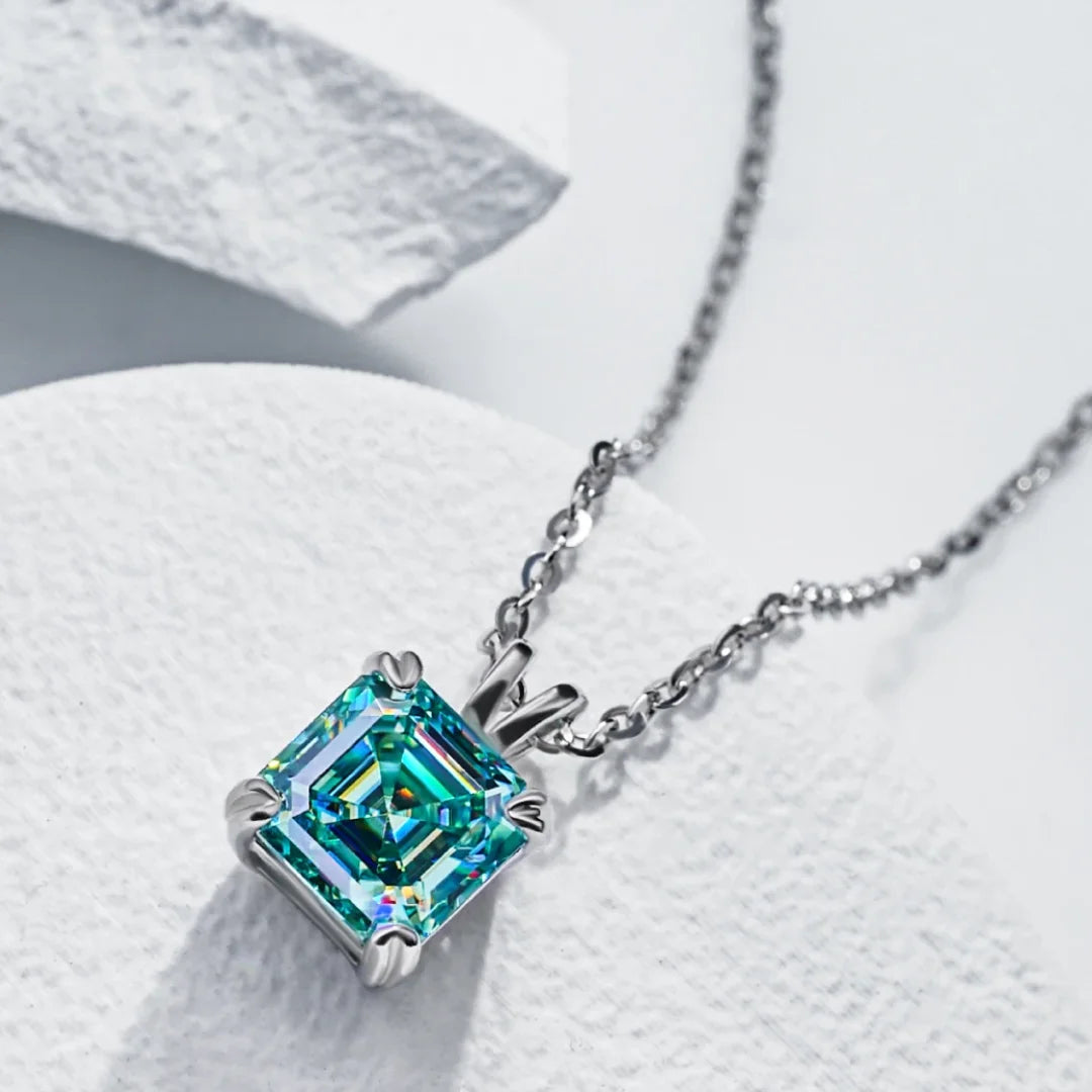 Colar Divah com Moissanite Ciano Corte Asscher
