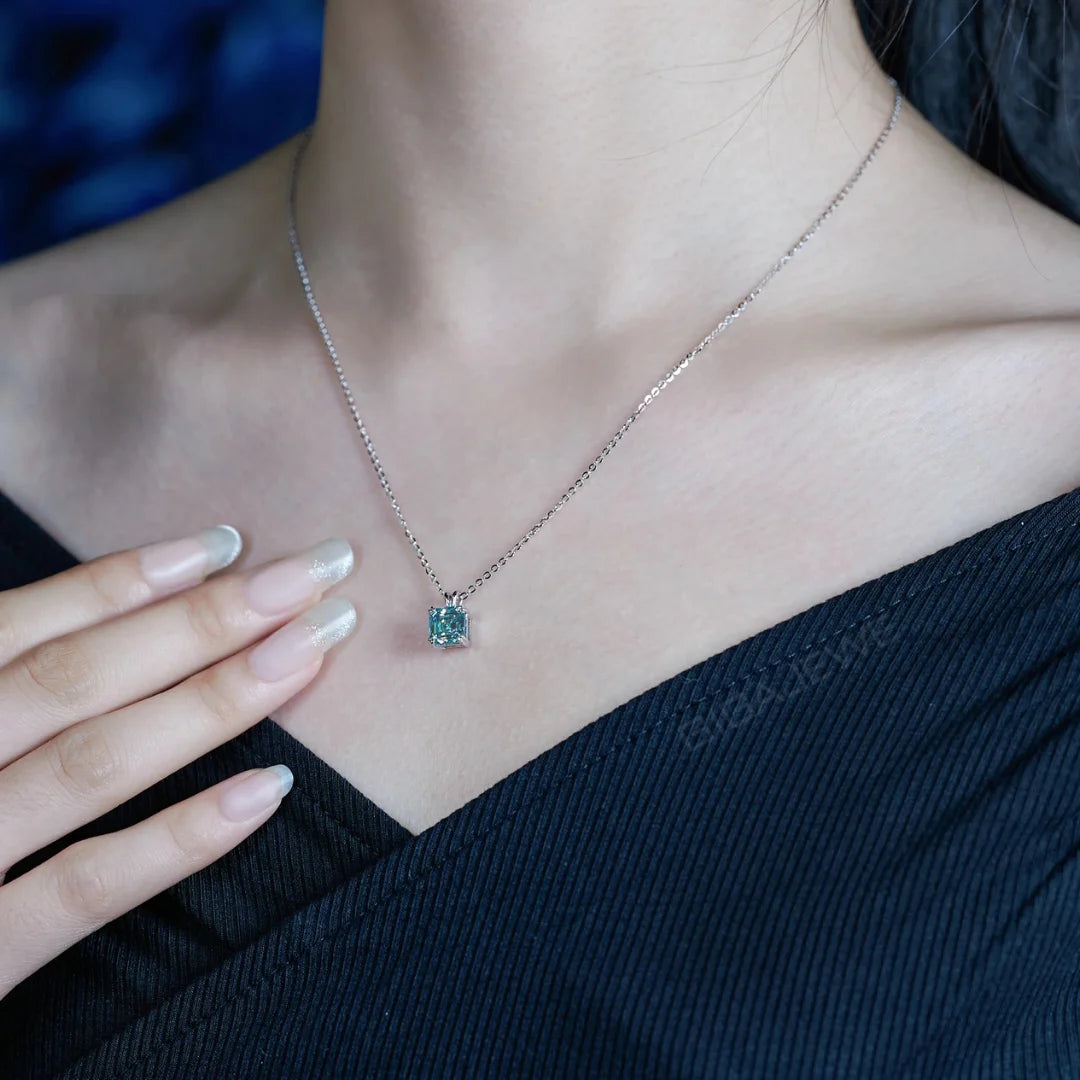 Colar Divah com Moissanite Ciano Corte Asscher