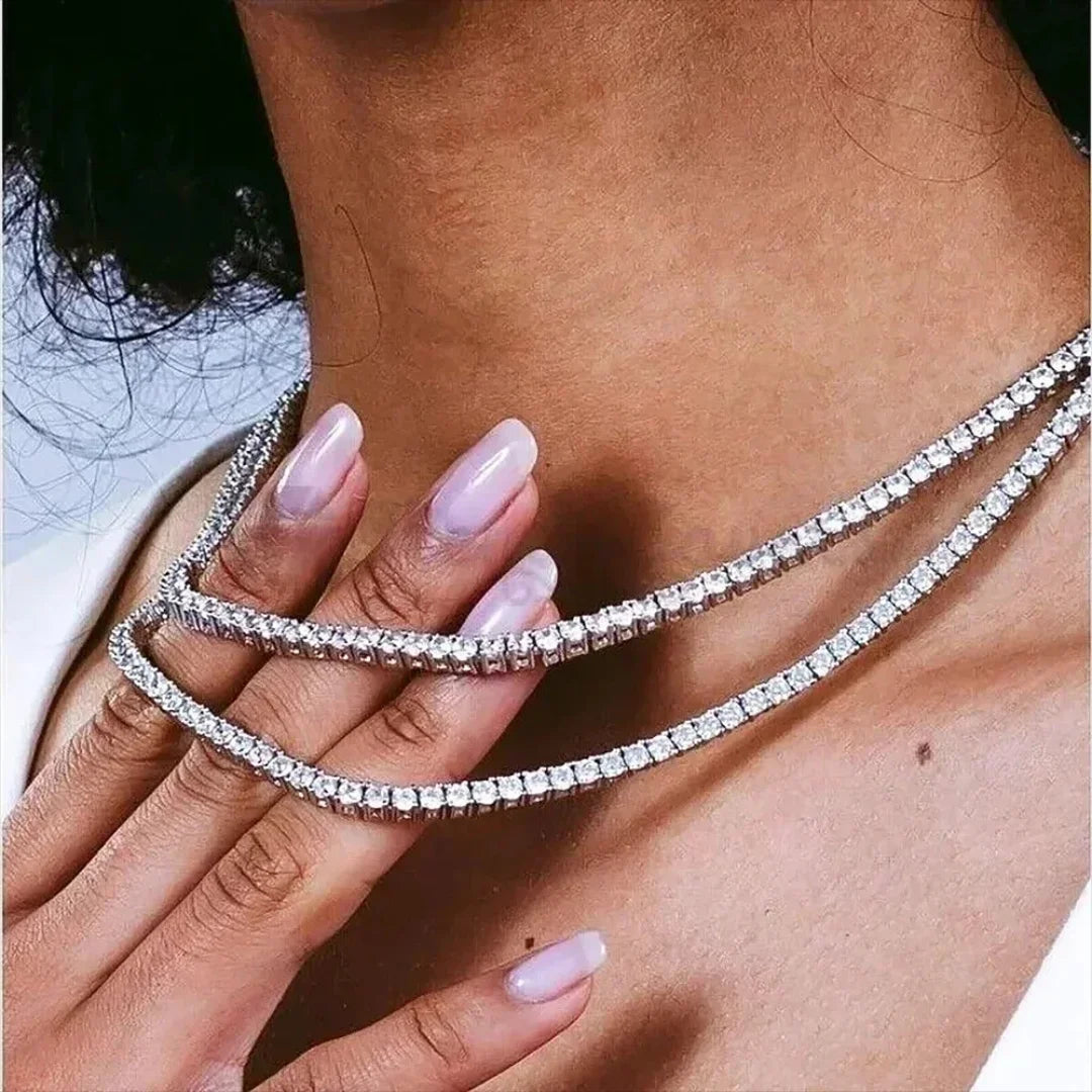 Colar Riviera Grace Cravejado com Moissanite