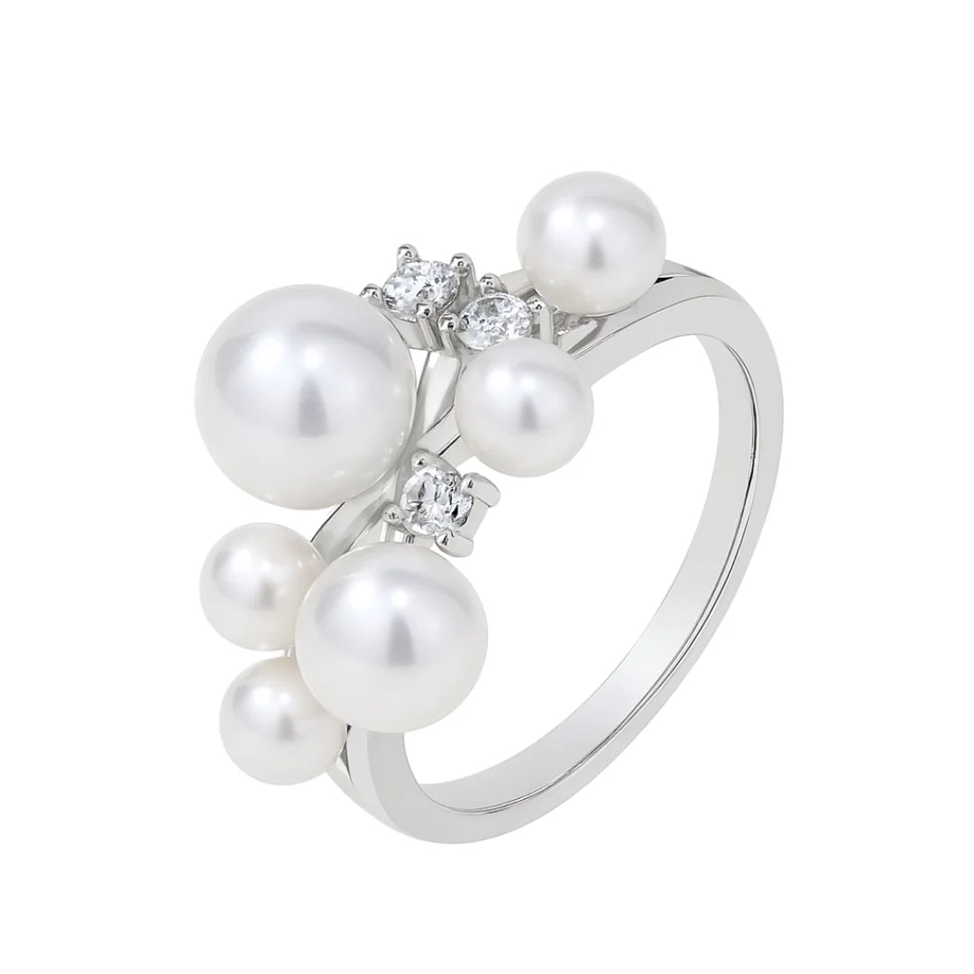 Anel Luna com Pérolas e Moissanite