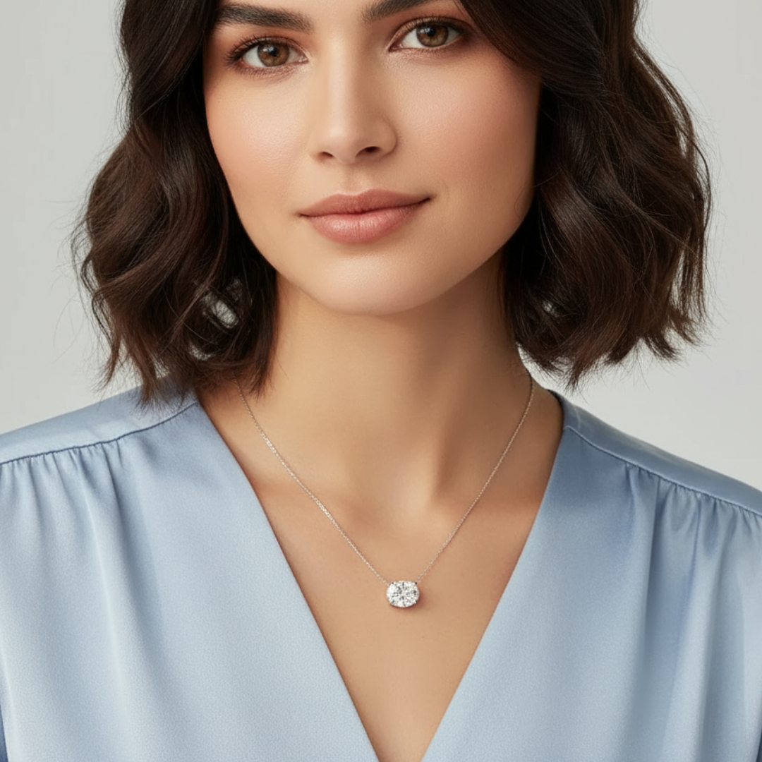 Colar Lumi com Moissanite Oval 3Ct